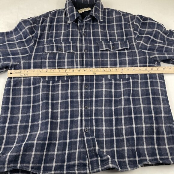 Boston Traders Flannel Shirt Jacket Men’s 2XL Button Up Fleece Lined Check Blue - Picture 4 of 9